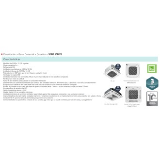 Cassette Clase A++ 8600 frigorías Inverter Johnson Electra DBC036
